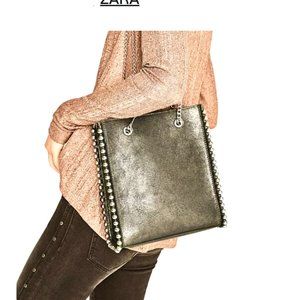 ZARA Chain Tote Bag Purse with Beads (About 10" x 8.5")